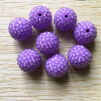 

20mm purple color 100pcs/lot Chunky clear Resin Rhinestone Beads for necklace Jewelry