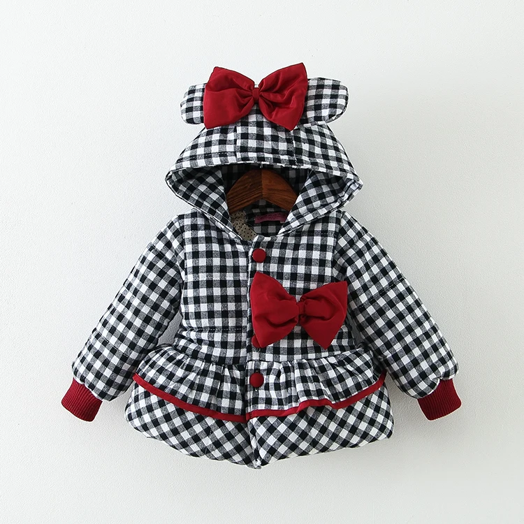 

Baby girl lattice cotton-padded jacket