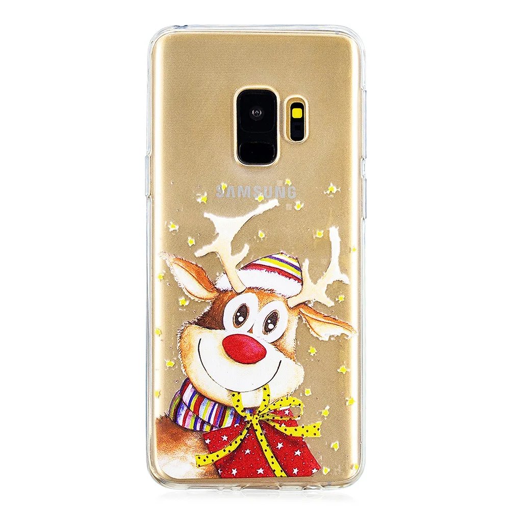 KSAM1002E_1_JONSNOW Phone Case For Samsung Galaxy S9 Cartoon Christmas Painted Clear Soft Cases