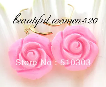

natural 10x20 mm flower pink Semi-precious Stone earrings
