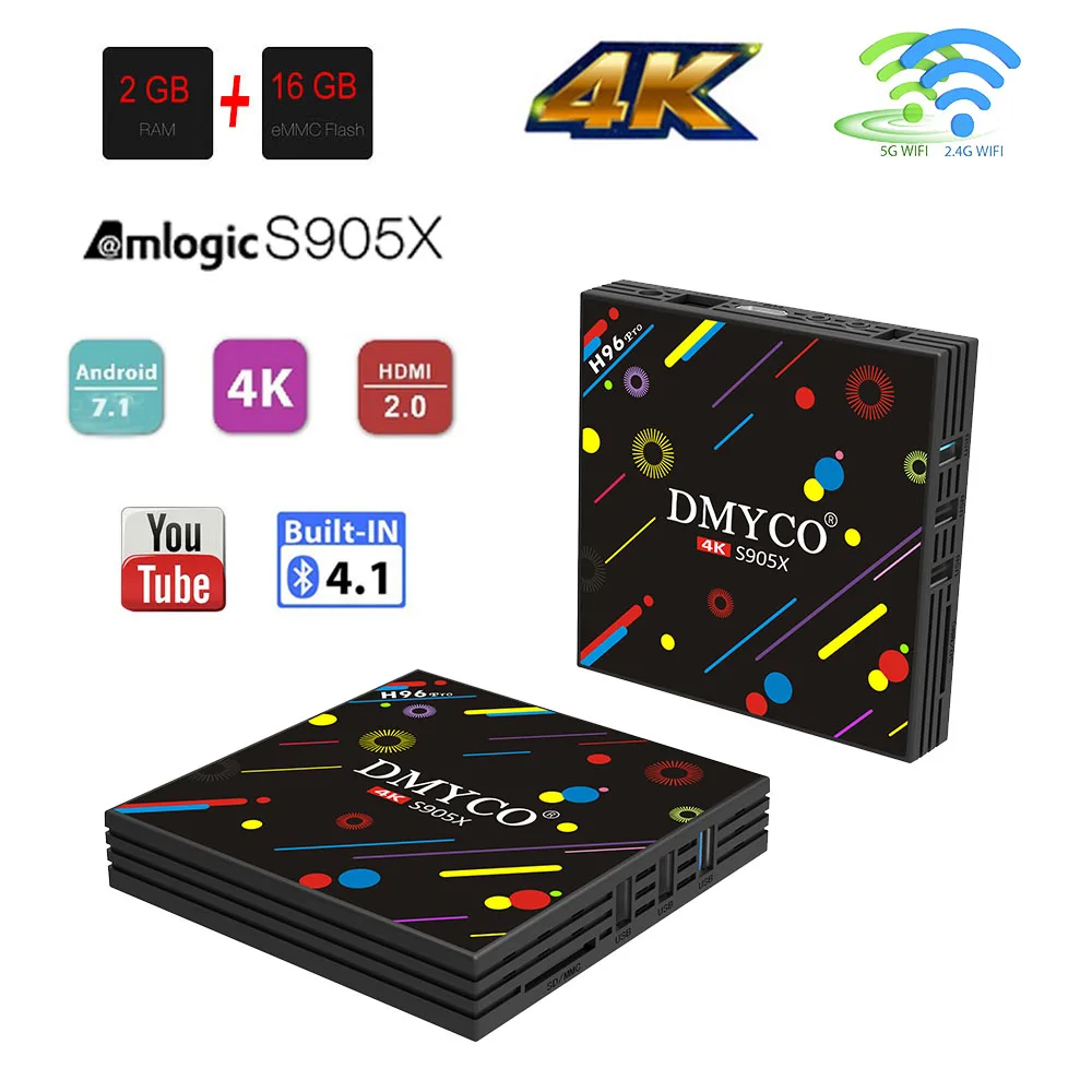 Горячая продажа Android tv Box Amlogic S905X H96 pro Smart 2 ГБ/16 ГБ Bluetooth 4 0 100 Мбит/с USB 3 WiFi K ultra HD
