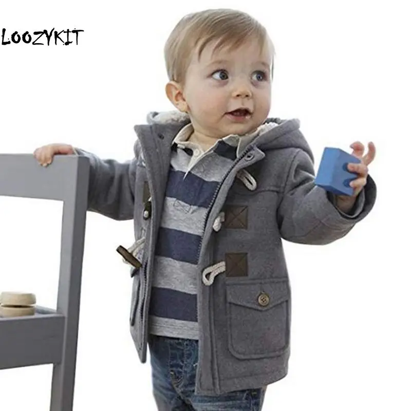 

Loozykit Toddler Baby Boys Winter Warm Outerwear Thicken Hooded Faux Leather Fleece Jacket Outfit Overcoat Parka Snowsuit
