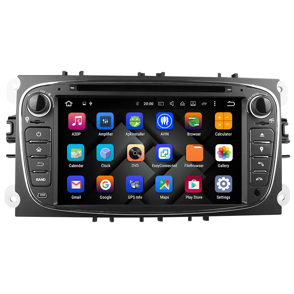 Cheap Eunavi Quad Core 2 Din Android 9.0 Car DVD Player Car Radio with GPS+WIFI+3G for Ford focus 2 dab Galaxy Transit Tourneo Mondeo 2