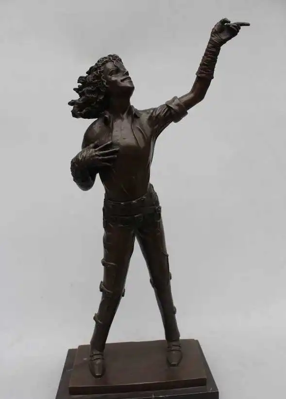 

19"Western Art Sculpture Bronze Marble Famous singer Michael Jackson Statue