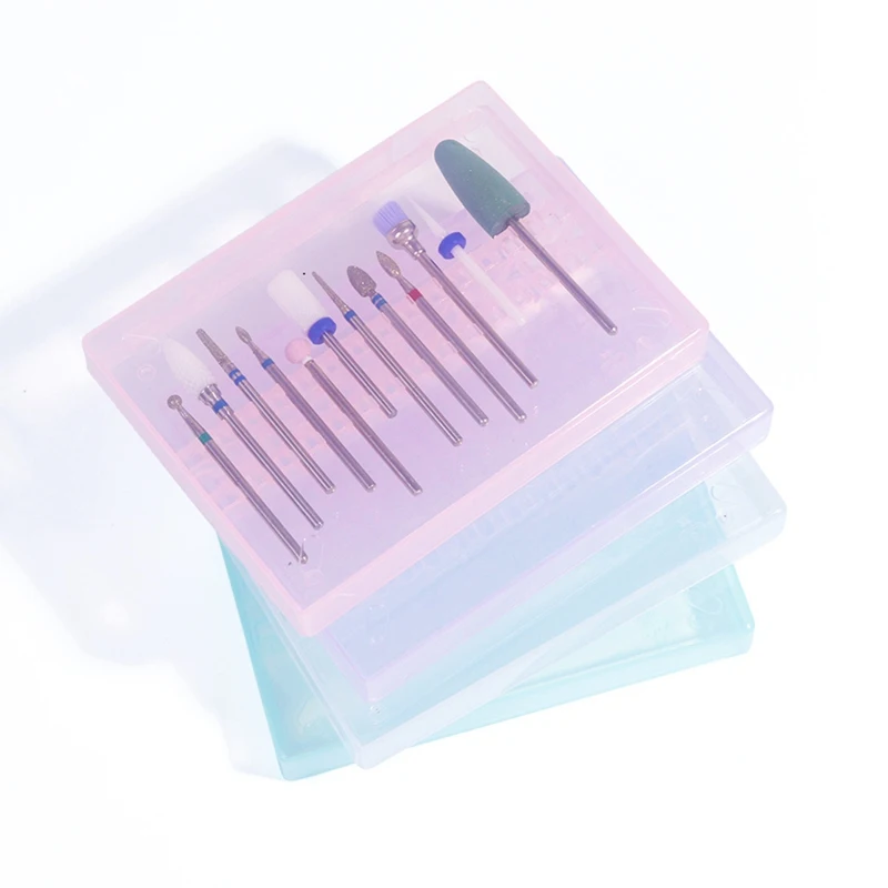 

1pcs Nail Art Drill Bits Storage Box Display Holder Stand Container Rectangle