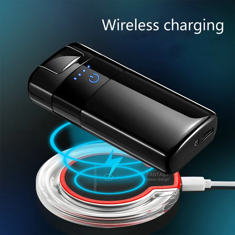 Креативная Беспроводная зарядка USB Зажигалка сенсорная двойная дуговая