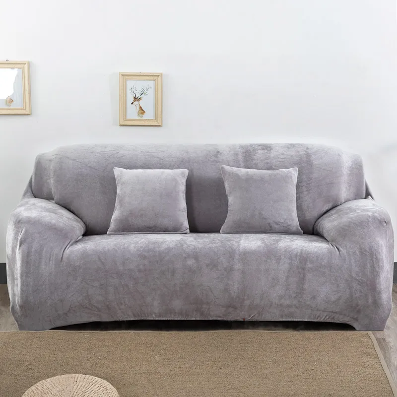 Твердые Цвет плюшевые уплотненные теплые леггинсы с эластичной резинкой для диванов Универсальный секционный диван Чехол 1/2/3/4 местный стрейч чехол для дивана для Гостиная - Цвет: Color 3