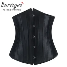 Burvogue Woman Waist Cincher Corselet Body Shaper Sexy Waist Control underbust Corsets & Bustiers Satin 26 Steel Bones Corset