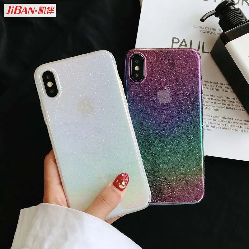 JIBAN Newest 3D water beads Phone Case for iPhone X 6 6s 7plus Cute Rainbow All-inclusive hard Back Cover Apple iphone 8 |