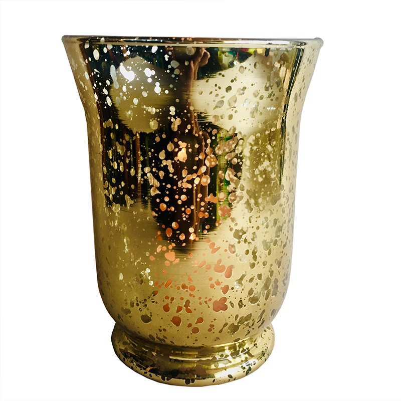 NEW!5.9INCH Tall Glass Mercury Wedding Hurricane Votive Candle Holder Gold Color Packed 6PC/Each USD7.00 | Дом и сад
