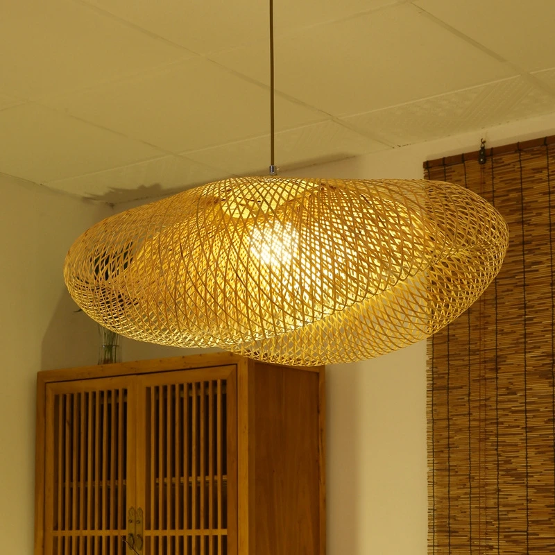 Novelty Retro Hand Knitted Bamboo Hanging Pendant Light Decoration for Hotel Restaurant Cafe Bar Dining Room Study Home Lighting (12)