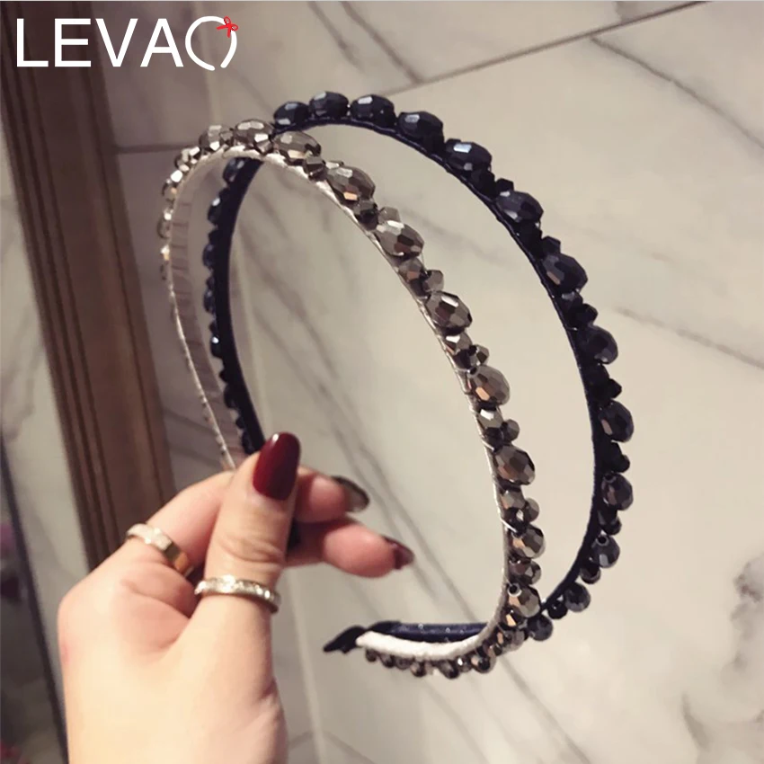 LEVAO Hair Accessories for Women Hairband Shiny Crystal Beads Headband Hair Bands Hoop Girls Hair Hoop Bezel Party Headdress