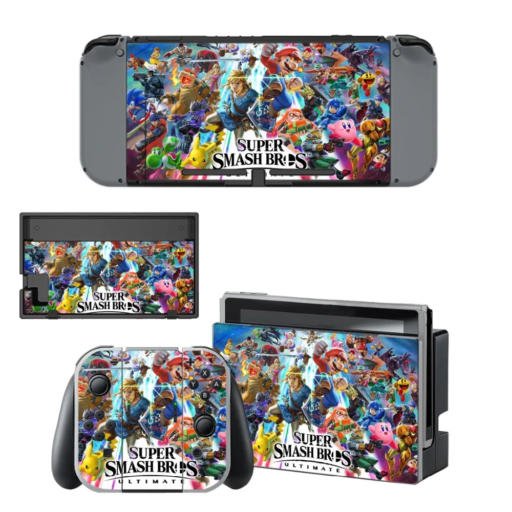 

Super Smash Bros Decal Vinyl Skin Protector Sticker for Nintendo Switch NS Console +Controller + Stand Holder Protective Skin