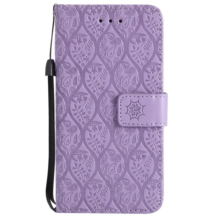 Роскошный кожаный чехол-бумажник с тисненым тиснением, чехол для телефона LG K10 K7 K8 K3, откидной Чехол с отделением для карт, подставка для телефона LG G6 Q6 Q8 - Цвет: Лаванда