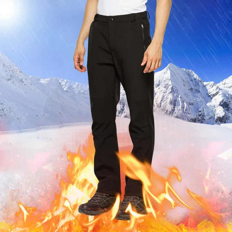 

Men's Winter Pants Male Stretch Warm Thick Fleece Lining Trousers Mens Windproof Waterproof Softshell Pants For Men AM366