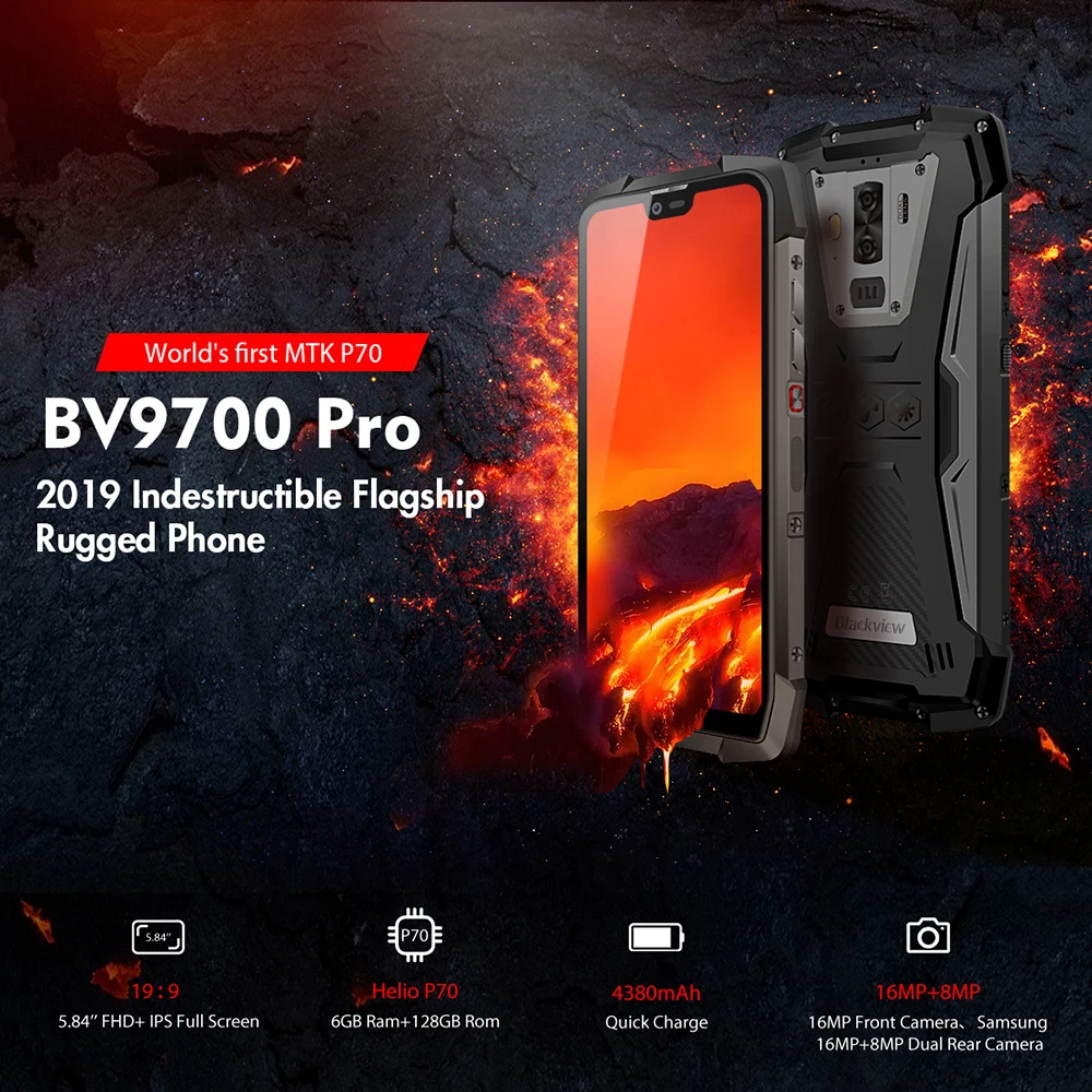 Смартфон Blackview BV9700 Pro мобильный телефон в усиленном корпусе Helio P70 6 ГБ+128 ГБ камера