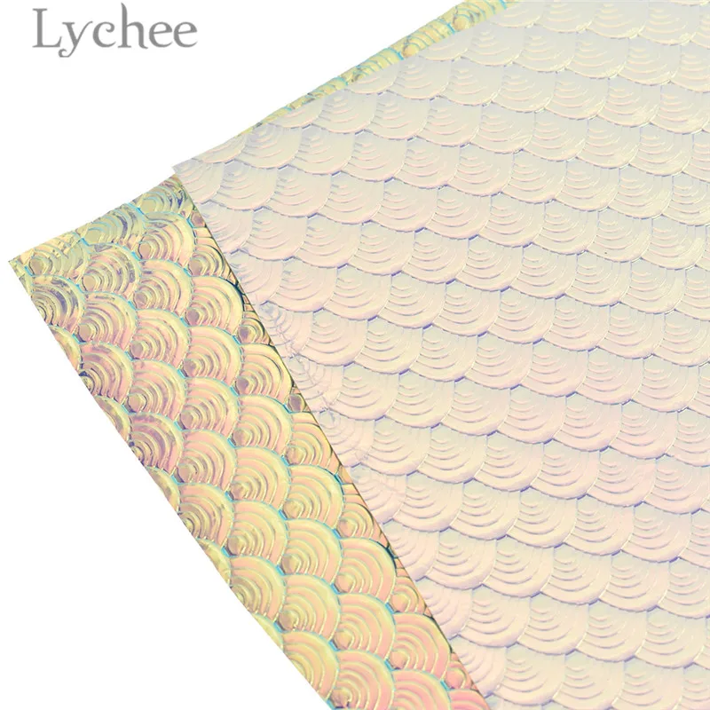 Lychee Life 21x29 см A4 рыба чешуя PU ткань высокое качество красочные Синтетическая Кожа DIY материал для сумки ремни одежды