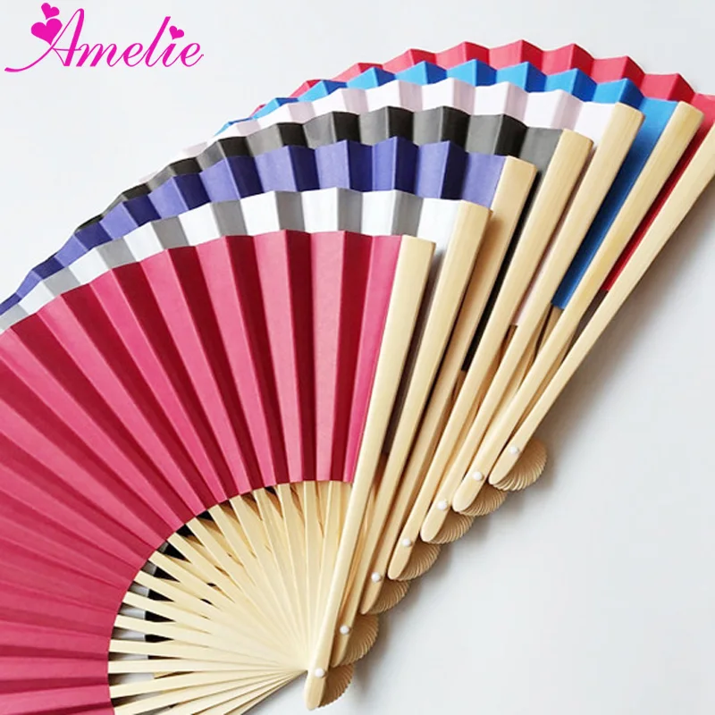 50pcs/lot High Quality 23cm Hand Paper Fan With Party Supplies