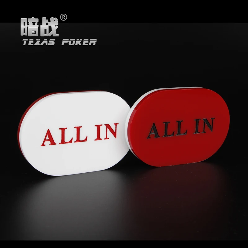

1PC White and Red Acrylic ALL IN Button Oval Texas Hold'em ALL IN Button 2 Sided Red & White