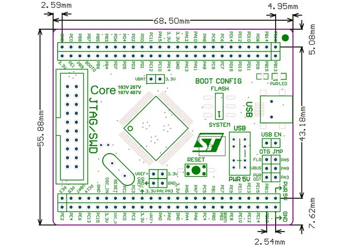 Core103V STM32F1 основная плата STM32F103VET6 STM32F103 макетная плата ARM Cortex-M3 с JTAG/SWD интерфейс отладки полная IOs
