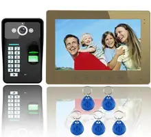 Freeshipping por DHL 10 “Lcd de Reconocimiento de Huella Digital timbre de la puerta Teléfono Video de La Puerta Sistema de Intercomunicación IR Cámara HD 1000 Líneas de TV