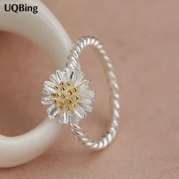 

Sterling Silver Daisy Flower Ring Jewelry For Valentine's Day Gift anillo de plata anello