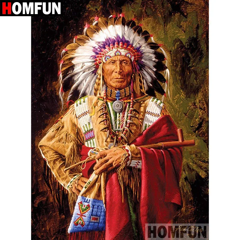 

HOMFUN Full Square/Round Drill 5D DIY Diamond Painting "Indian feather " Embroidery Cross Stitch 5D Home Decor Gift A08780