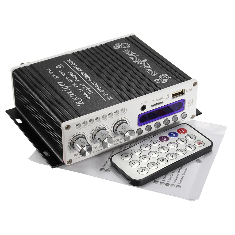 12V Car Audio Amplifier Digital Mini Bluetooth HiFi Stereo AMP MP3 Player For Car Home Auto