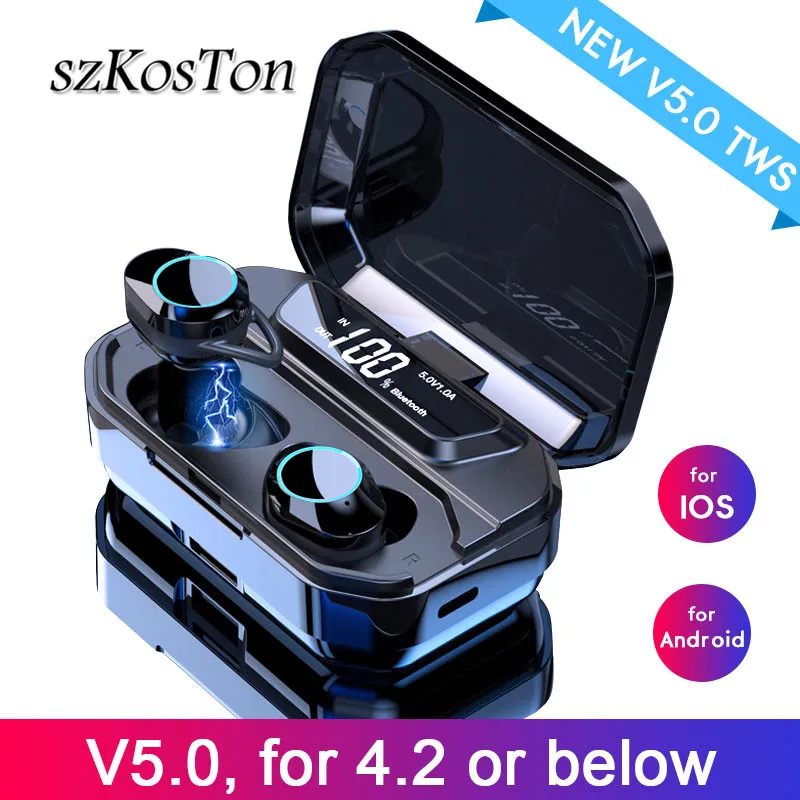 

TWS Bluetooth 5.0 Headset IPX6 Waterproof Wireless Earphones 3300mAh LED Charging Box For Xiaomi Redmi k20 pro iPhone X XS 7 8