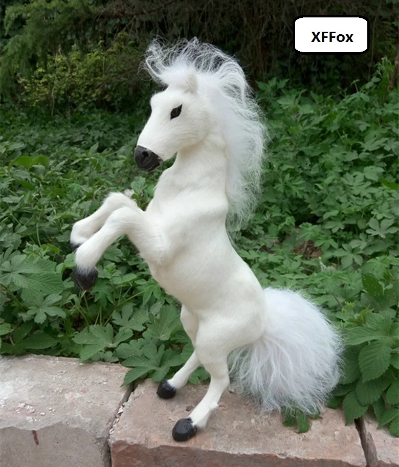 

big new real life white horse model plastic&furs simulation rise up legs horse doll gift about 32cm xf1874