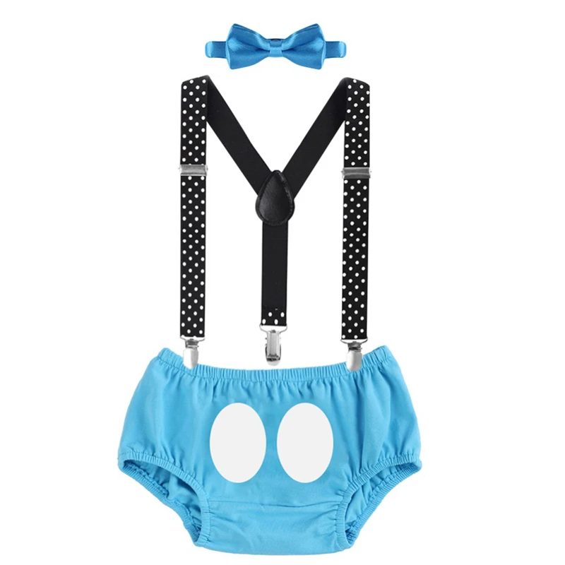 Cake Smash Baby Clothes Cute Mickey Mouse Cosplay Outfit Birthday 1st Birthday for Boy Girls Suspender Outfit Photography Props