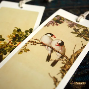

1pcs[BZNVN] traditional Chinese style bookmarks wholesale Lang Shining paintings, pens and flowers gifts 5 sheets / set