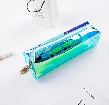 

"Laser" Beautiful Pen Pencil Bag Stationery Bag Case Plastic Big Pocket Zip Around Student Stationery Gift