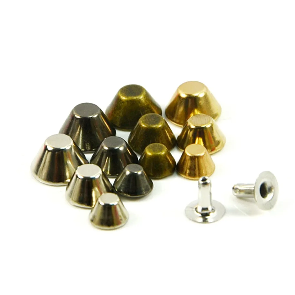 

100pcs 12mm Mix 4 Colors Bucket Spike Studs Rivet Metal DIY Fashion Punk Rock Leather