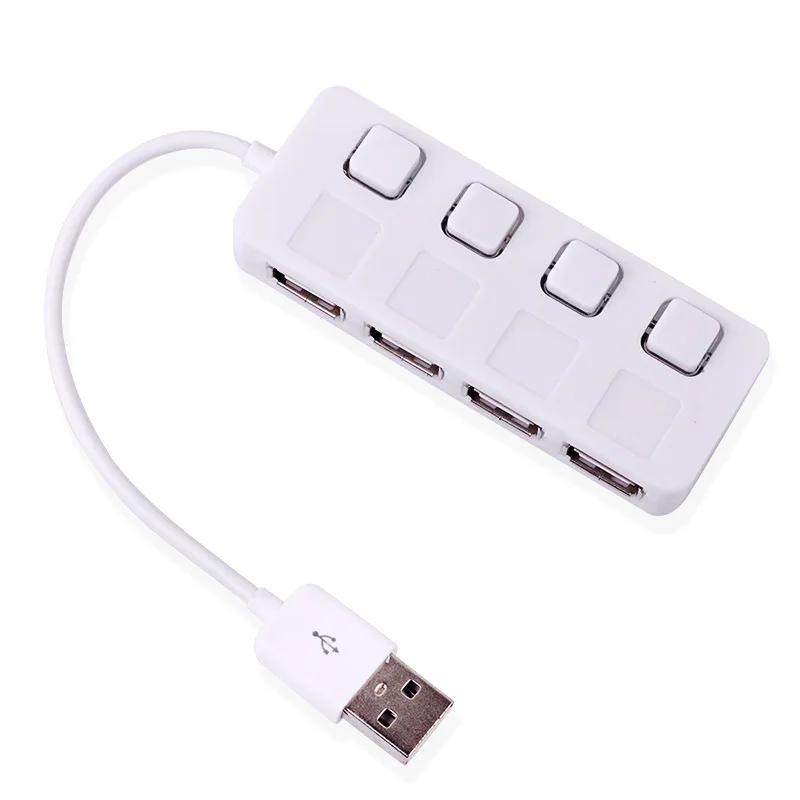 TWOBRO 4 порта USB концентратор 2,0 портативный с переключателем USB 2,0 концентратор сплиттер кабель адаптер для MacBook, ПК, ноутбук - Цвет: Белый