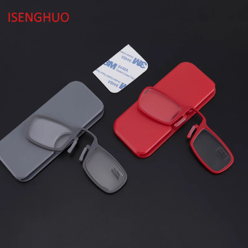 

ISENGHUO Ultralight vision reading glasses Patent Nose Clip easy to carry clear Mini Portable glasses diopter 1.0-3.5