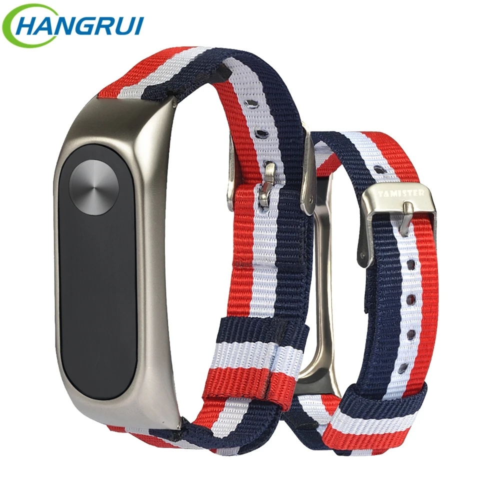 Hangrui Mi Band 3 Strap For Mi Band 3 Bracelet Fashion Stripe Canvas Straps With Metal Buckle Mi Band 2 Band 3 Smart Accessories