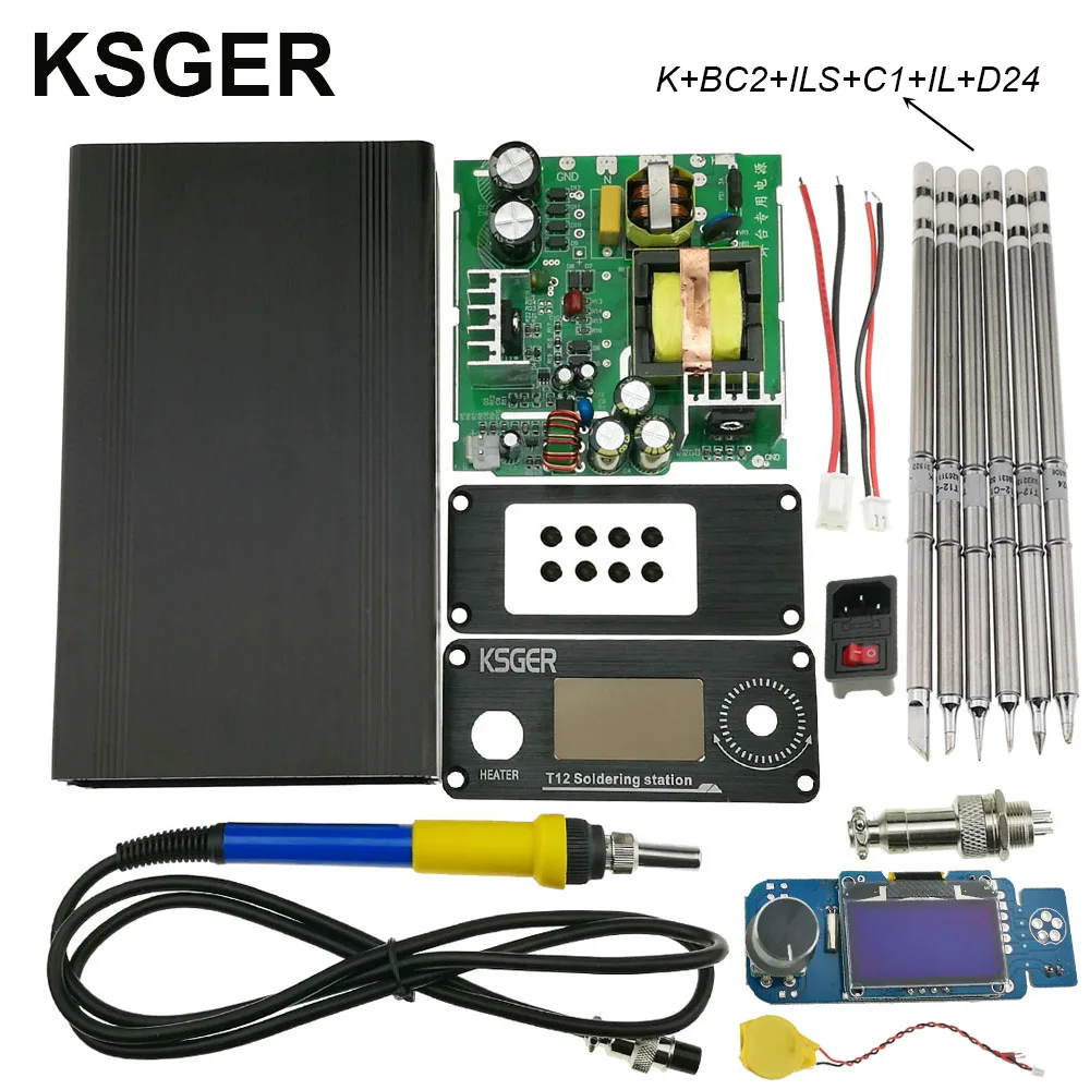 KSGER сплав 9501 паяльная ручка V2.1S T12 STM32 OLED цифровой контроллер температуры с насосом JBC Электрические паяльники - Цвет: SET 6