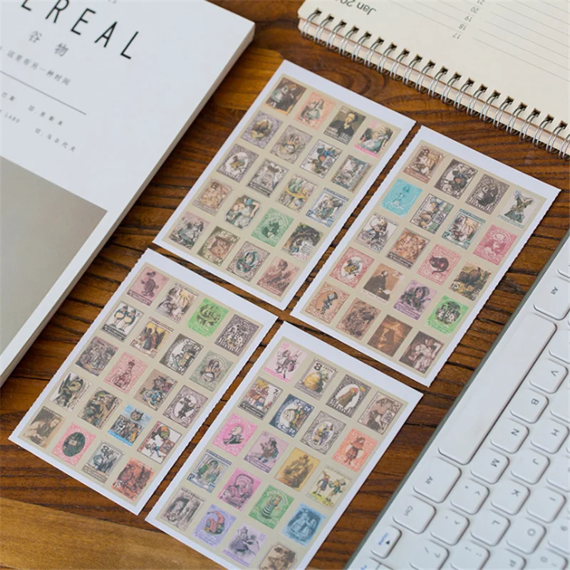Adesivo de Papel Folhas por Conjunto Pacotes Lote Novo Faça Você Mesmo Vintage Alice Selo 4 Nota Etiqueta Decoração Estudantes Diário Adesivo 30 - 2 China stickers stickers Suppliers