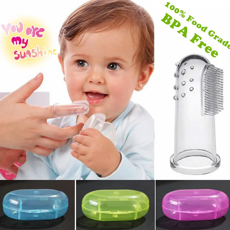 BPA Free!Super Safe&Soft 100 Food Grade Silicone Finger Baby Tooth