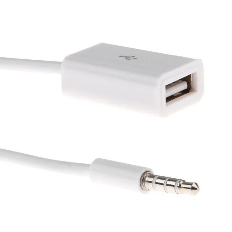 12v Car 3.5mm Male AUX Audio Plug to USB 2.0 Female Converter Adapter Cable New