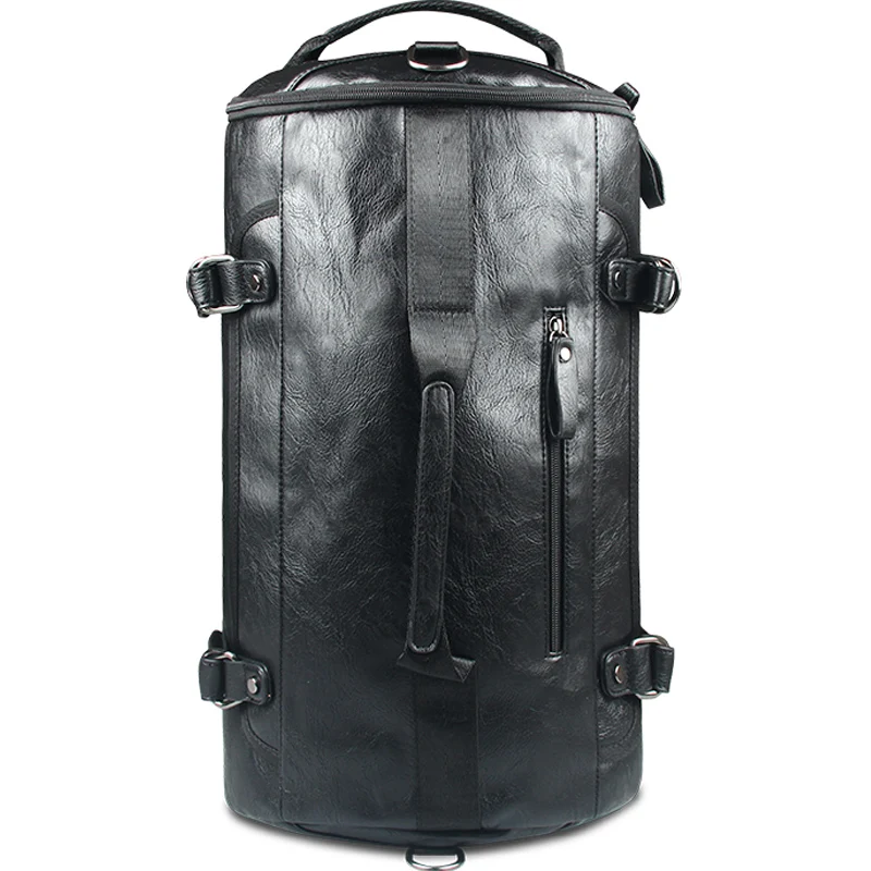 Многофункциональный кожаный рюкзак, Одноцветный, черный цвет, искусственная кожа, дорожная сумка, мужская, большая емкость, сумки на плечо, школьные рюкзаки, рюкзак