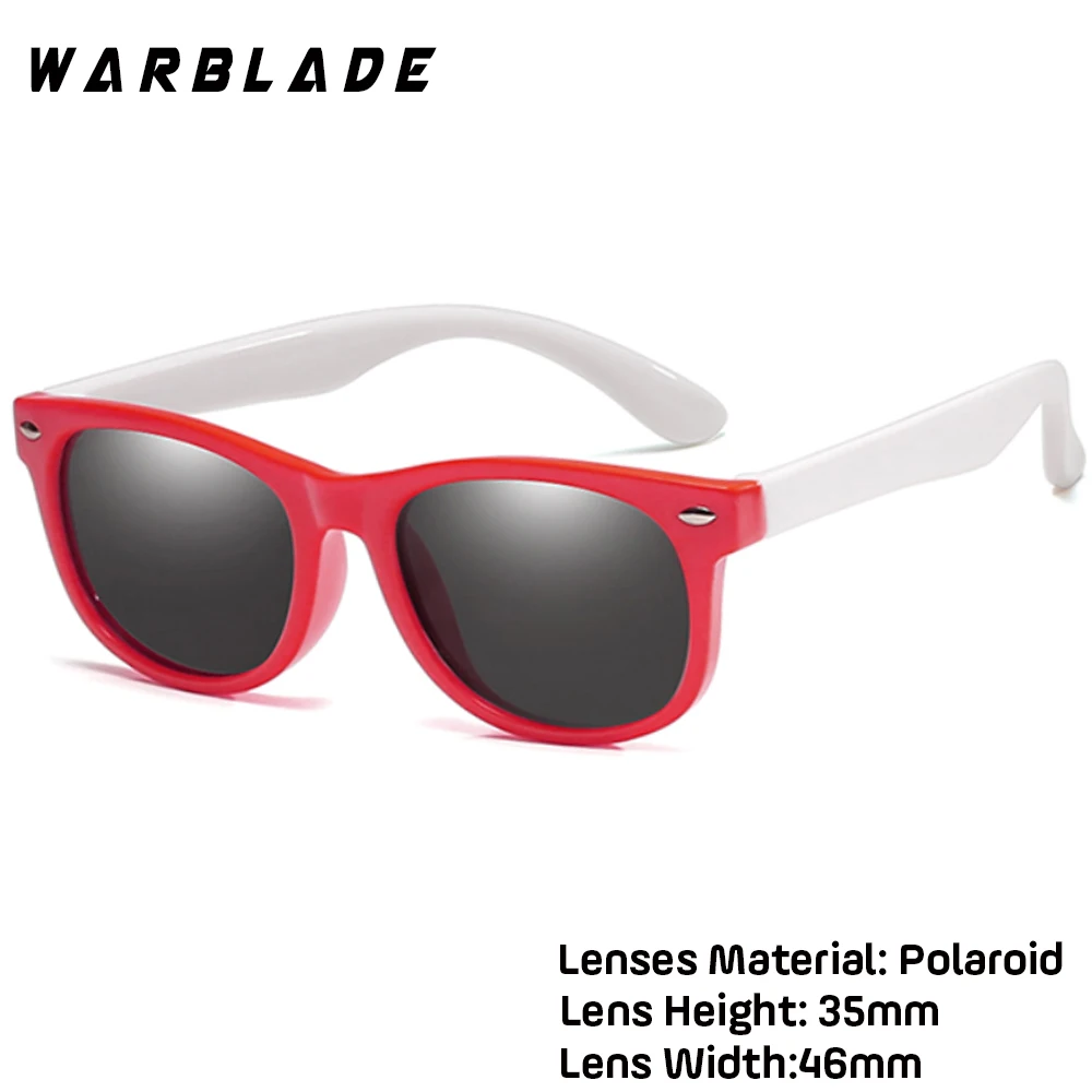 WarBLade Girls Sunglasses TR90 Silicone UV400 Child Baby Eyewear Kids Sun glasses Children Glasses Polarized Lenses Girls Boys - Цвет линз: red white