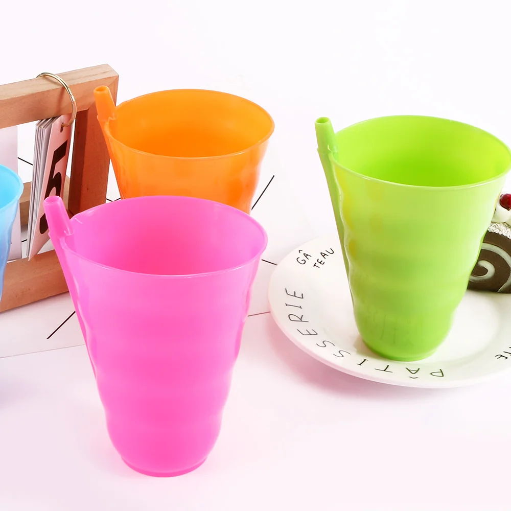 Kids Creative Plastic Straw Cups Children Baby Sip Cup with Built in