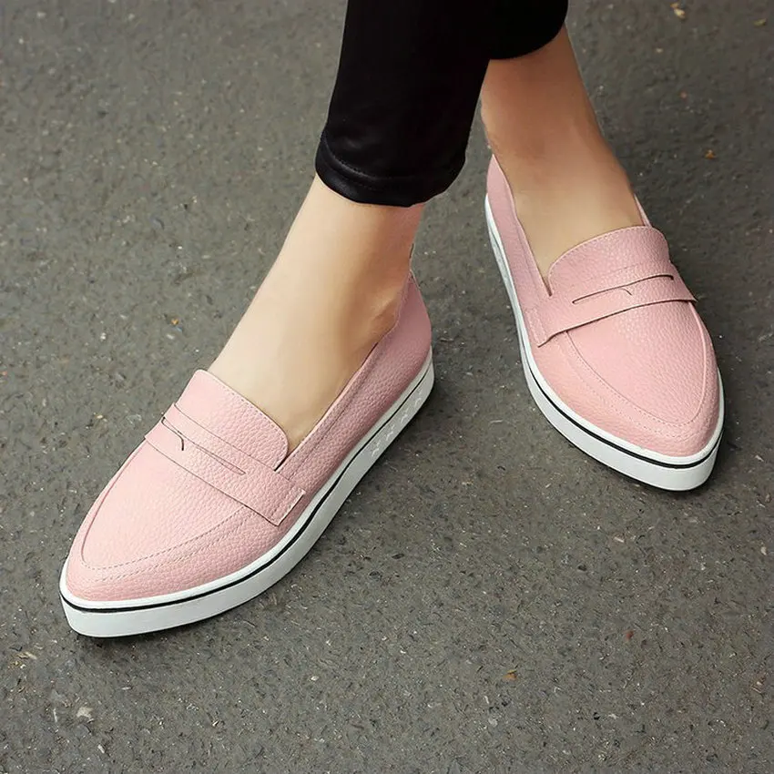 ESVEVA/универсальная модная женская обувь белого цвета, размеры 34-40 простая обувь на платформе и низком каблуке женская повседневная обувь из искусственной кожи с острым носком