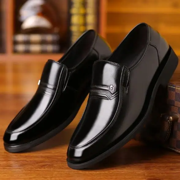 Men Dress shoes Non slip comfortable Slip On Business Casual Leather ...
