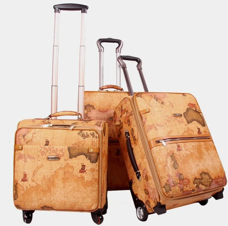 Buy Men and Women PU Leather Trolley Luggage Map