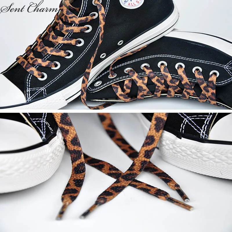 SENTCHARM 180cm/70.8inches Classical Leopard Print Shoestrings Fashionable Retro Flat Shoelaces For Casual Shoes SENTCHARM 180cm/70.8inches Classical Leopard Print Shoestrings Fashionable Retro Flat Shoelaces For Casual Shoes