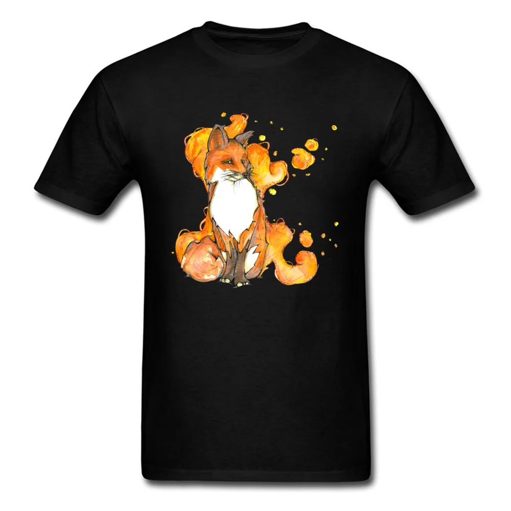 Company Mens T-Shirt Round Neck Short Sleeve 100% Cotton Sitting Fox Tees Design Top T-shirts Drop Shipping Sitting Fox black