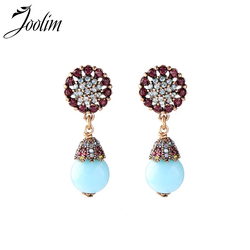 

JOOLIM Ethnic Crysal Teal Water Drop Earring Fashion Summer Earring For Women 2018 Wholesale